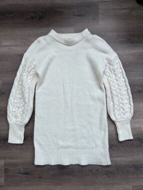 A New Day Cable-Sleeve Crewneck Sweater Dress